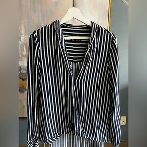 Navy and white striped shirt